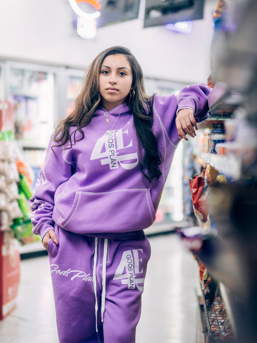 Purple '4EverPaid' Sweatpants